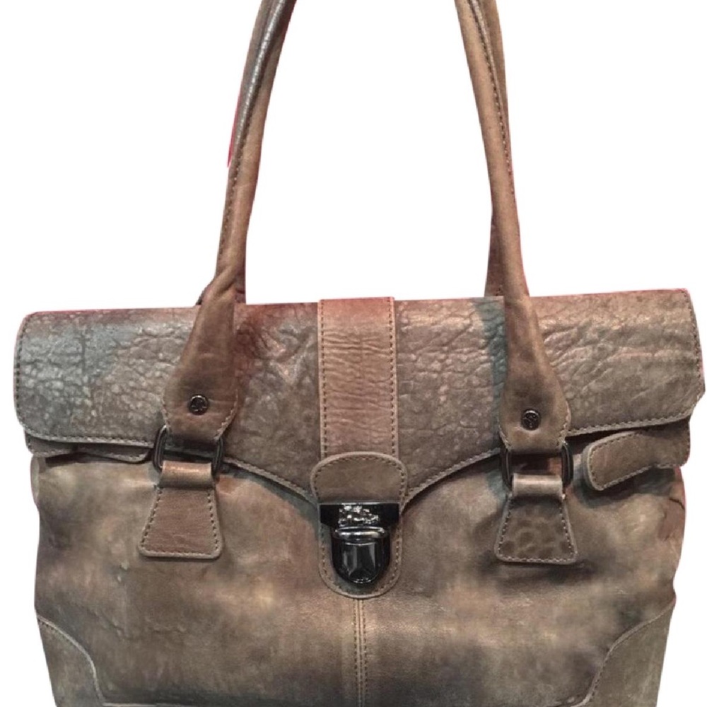 Jenrigo large flap lock leather shoulder bag